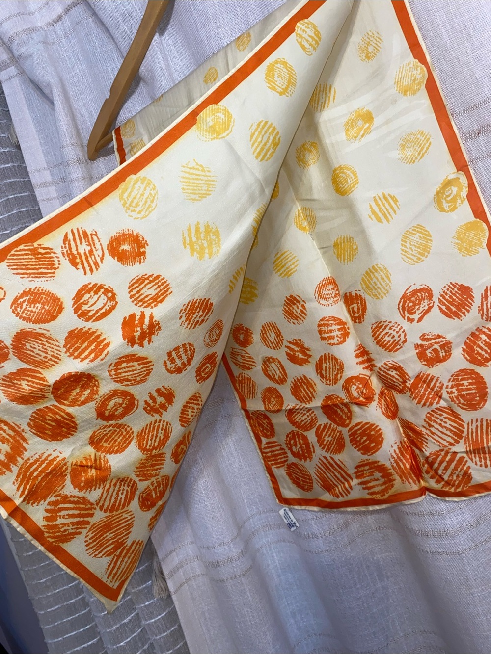 Vintage 60s Vera Neumann Silk Rayon Mod Polka Dot Scarf Japan